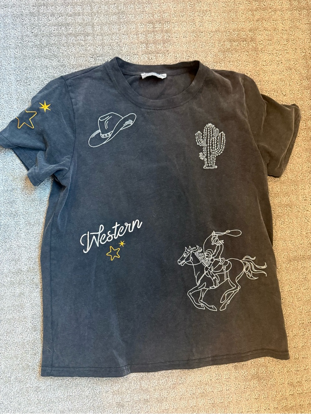 Three Bird Nest Black Western Graphic Short Sleeve Tee
